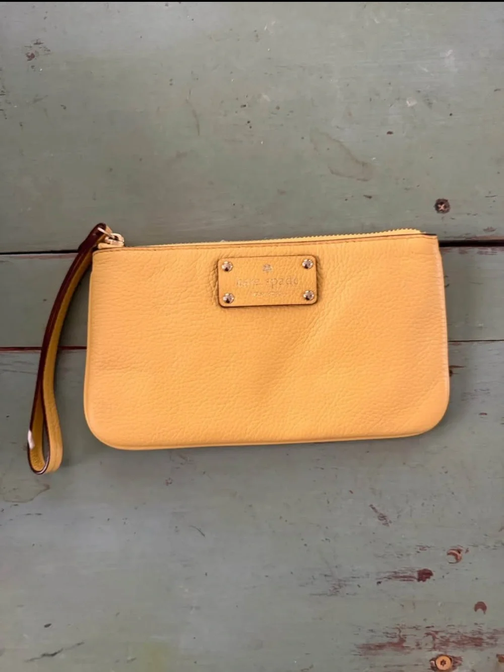 kate spade Butter Yellow Leather Wristlet Clutch with Wrist Strap